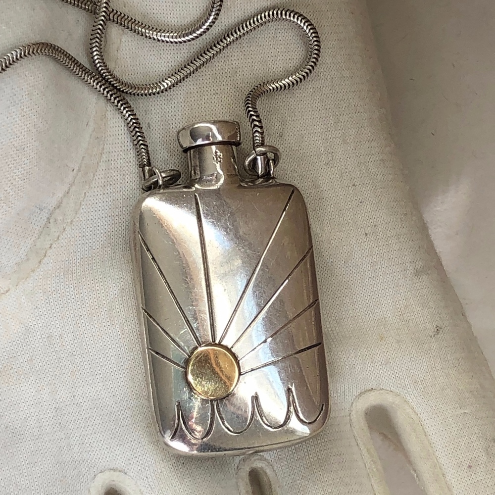 VTG All Sterling Gold Perfume Decanter Necklace - Picture 1 of 8
